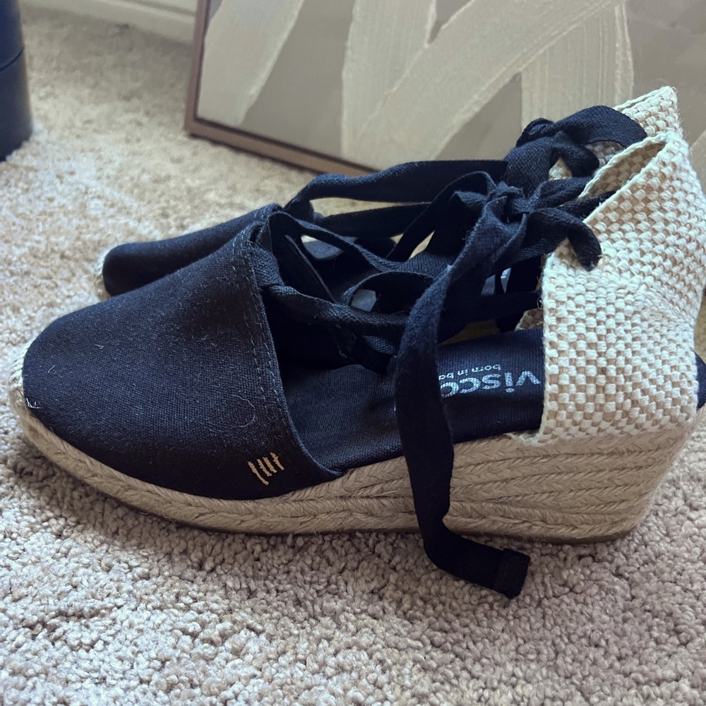 Viscata Black Espadrille Wedges